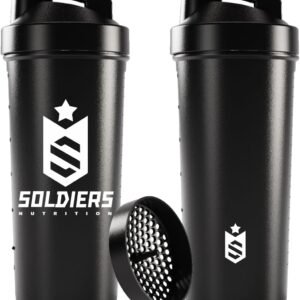 Coqueteleira Slim 600ml – Soldiers Nutrition (Preta Logo Branco)