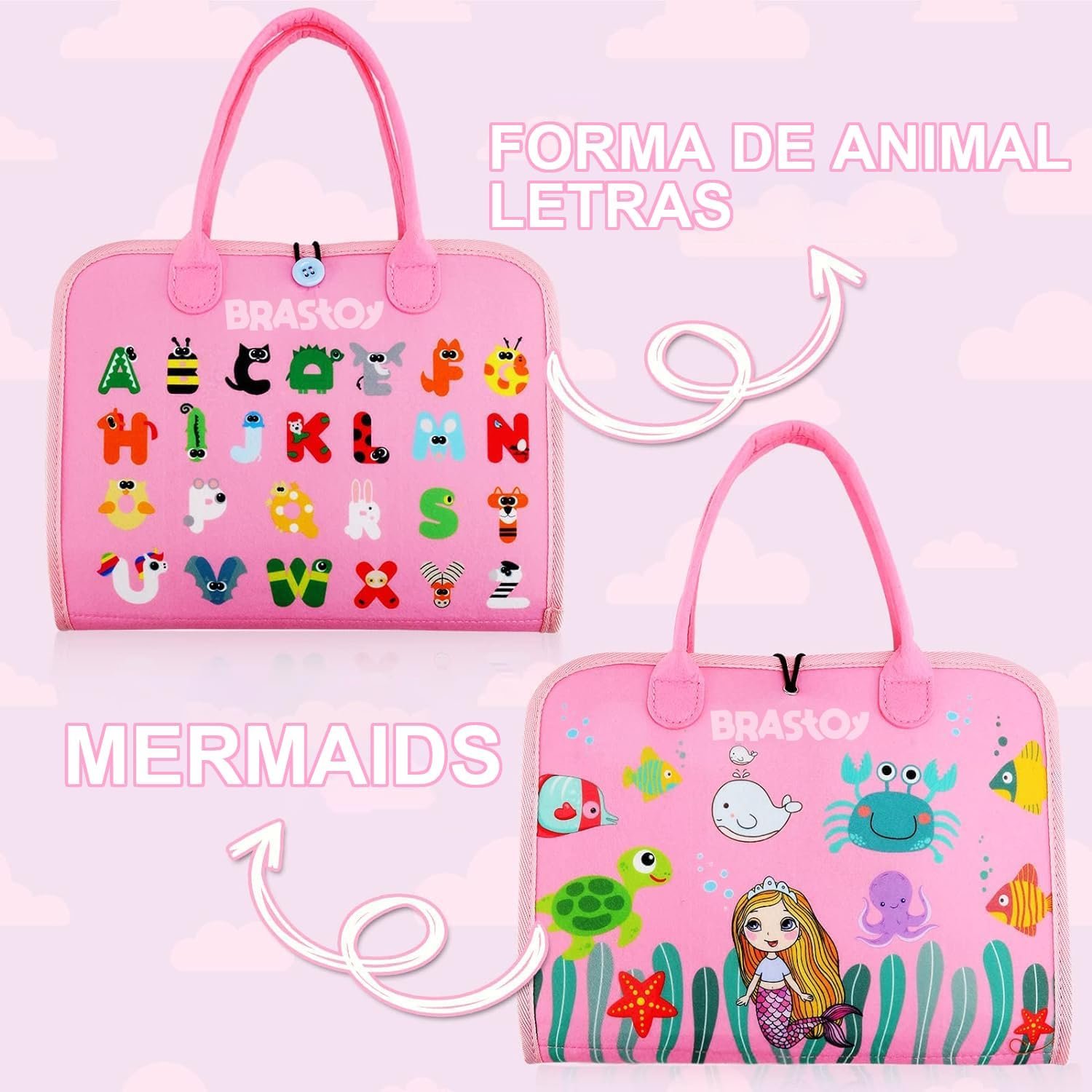 Placa de Montessori Sensorial para Crianças Maleta Educativa Brinquedo (Rosa) - Imagem 3