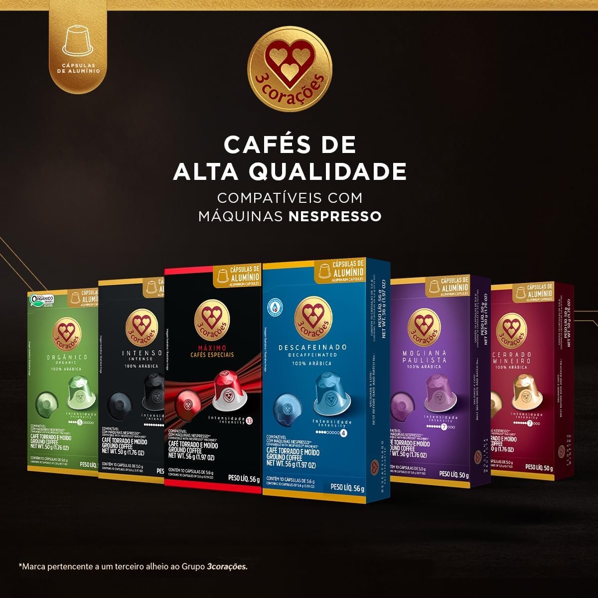 3 Corações Cápsulas de Café Descafeinado, Compatíveis com Nespresso, contém 10 cápsulas - Imagem 7