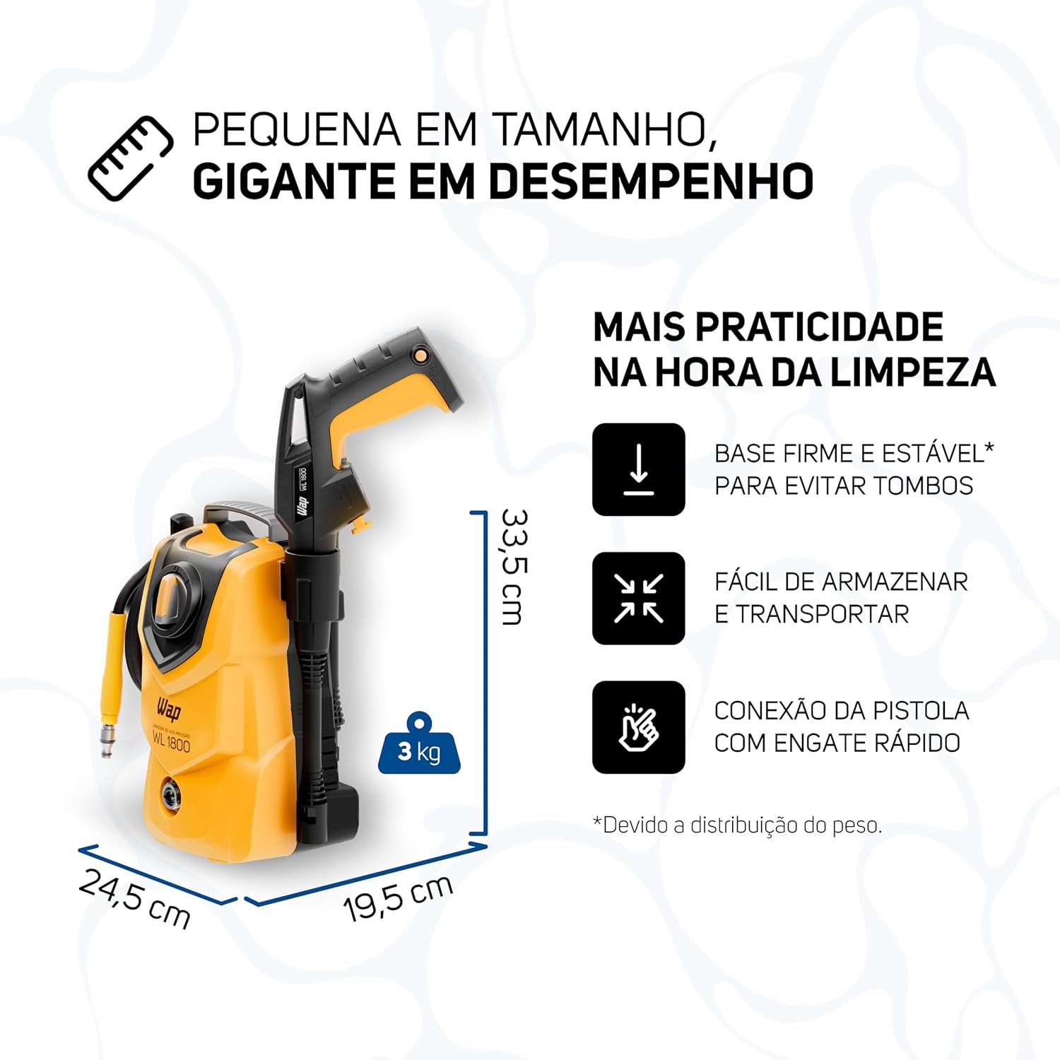 WAP Lavadora de Alta Pressão WL 1800 360L/h Portátil, com Jato em Leque e Concentrado 1500psi 1400W 220V - Imagem 4