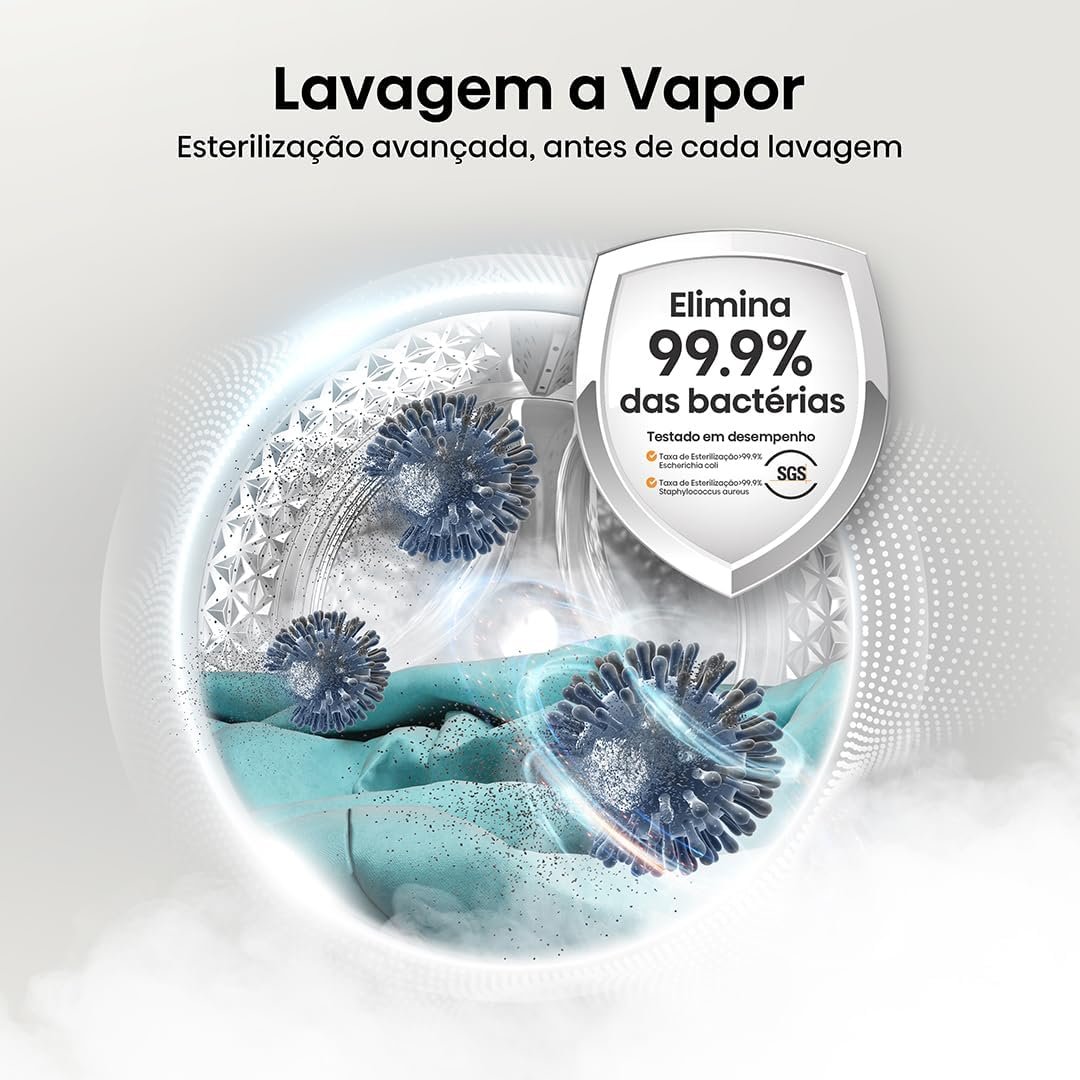 Hisense Lava e Seca, 13kg Lavagem/8kg Secagem, Wi-Fi, Steam, 13 Programas, Motor Inverter, Painel Touch, Titanium WD3S13-220V - Imagem 6