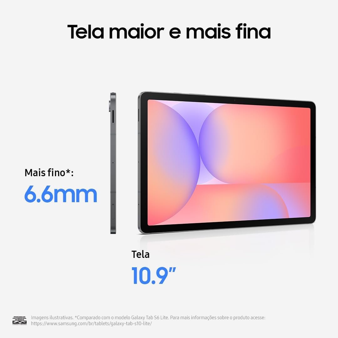 Galaxy Tab S10 Lite, 128GB, Tela 10.9", 5G, Cinza - Imagem 2