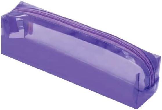 Estojo PVC Transparente Quadrado 1 Zíper Roxo, BRW