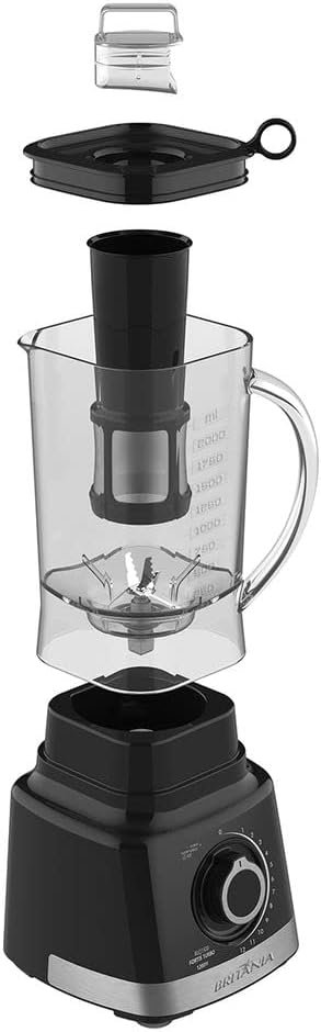 Britânia Blq1300p - Liquidificador Turbo, 1400W, 3L, Chumbo, 220v, Preto - Imagem 4
