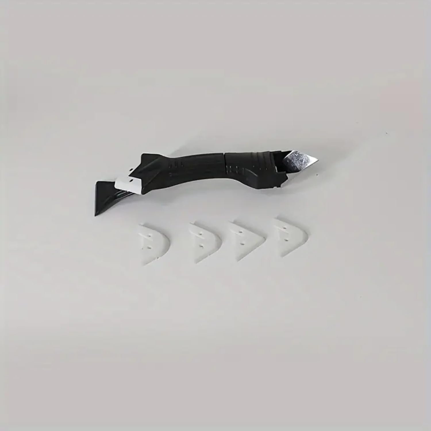 1 conjunto de ferramentas de rejuntamento de silicone 3 em 1 com cabeça de aço inoxidável, lâmina de raspagem de limpador de selante e 5 almofadas substituíveis para placas coladas - Imagem 4