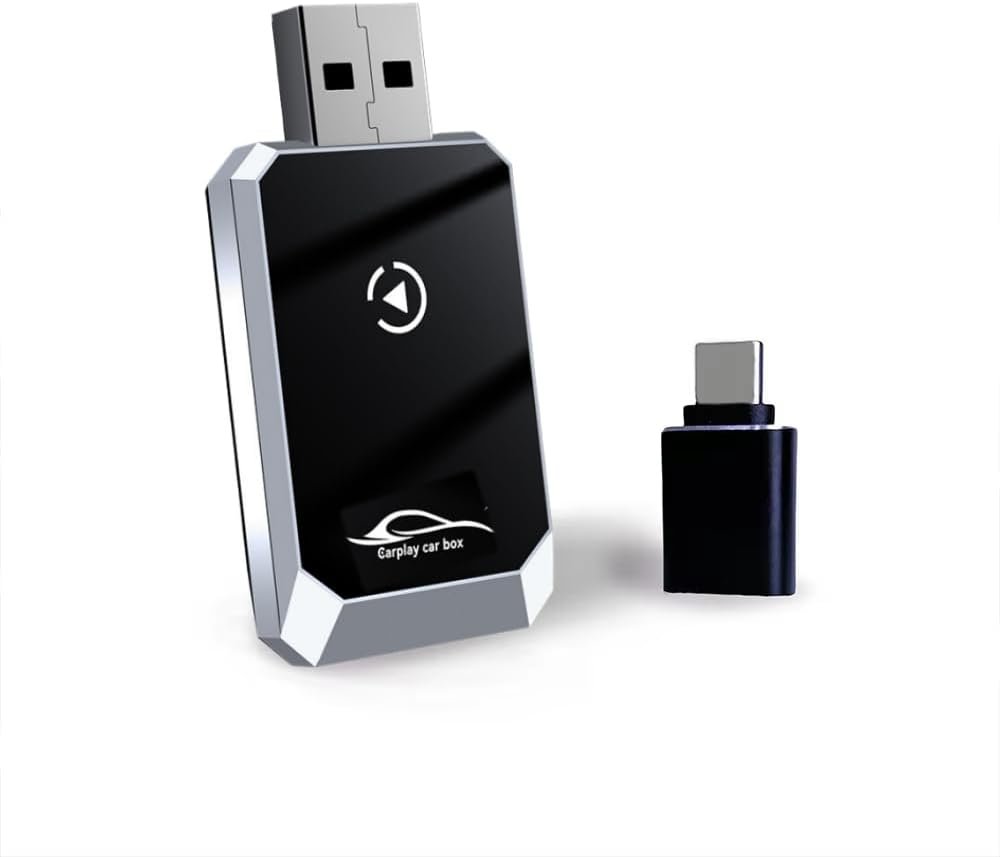 Adaptador CarPlay Android Auto 2 em 1 Sem Fio, Conversor Mini de CarPlay com Fio para Sem Fio Plug & Play, Conexão Rápida USB-A/C, Compatível com iPhone e a maioria dos modelos de veículos