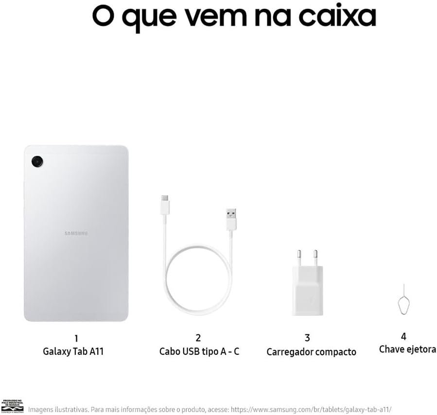 Tablet Samsung Galaxy TAB A11, 64GB, 4GB RAM, Tela de 8.7", Bateria 5.100mAh, Câmera frontal 5MP, Câmera traseira 8MP, WiFi, Android 15 - Imagem 8
