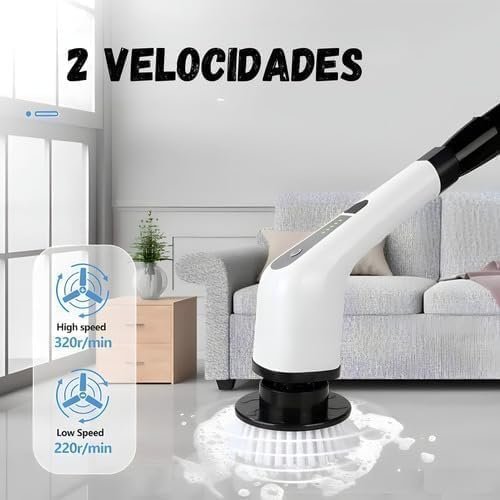 Esfregão Elétrico Premium 9 em 1 Sem Fio – Mop Giratório 360° Recarregável para Limpeza Pesada em Janelas, Banheiro e Cozinha - Imagem 2