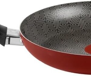 Frigideira Rochedo Facilita Vermelho 24cm com Antiaderente Resist – Limpa Fácil e Dura Mais, reforçado com partículas minerais, Thermo-Sinal e Cabos Reforçados