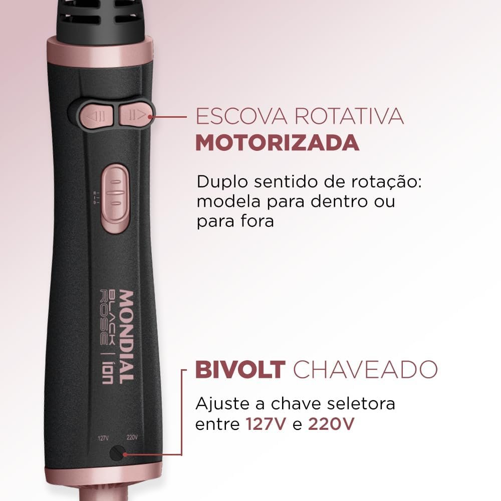 Escova Rotativa, Mondial, Preto/Golden Rose, 1200W, Bivolt - ERB-01 - Imagem 3