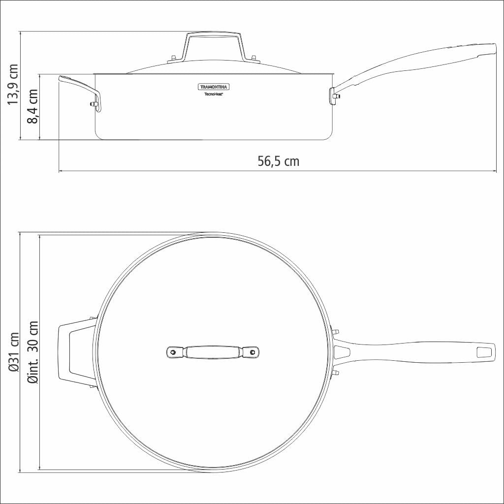 Frigideira Tramontina Grano em Aço Inox com Corpo Triplo com Tampa e Cabo 30 cm 5,6 L - Imagem 7