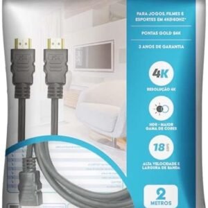 PIX Cabo Hdmi 2.0 4K Hdr 19P 2M Pix Gold, Preto