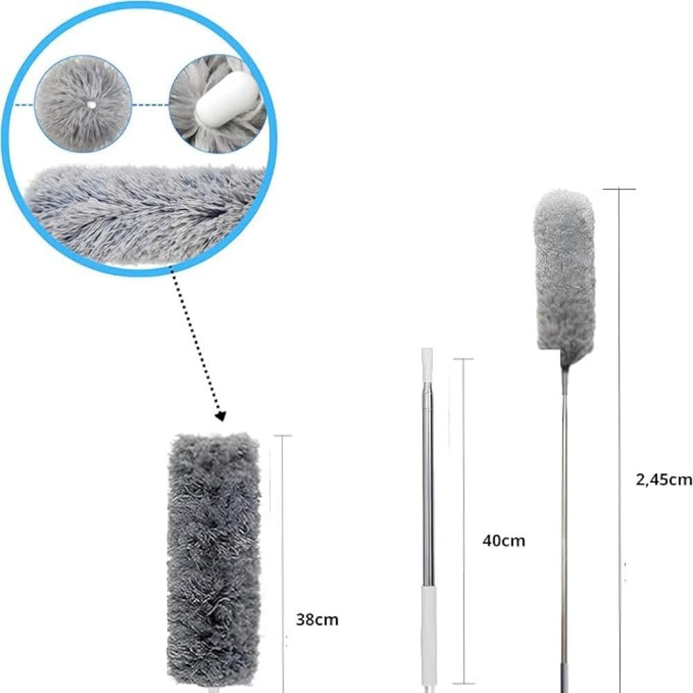 Espanador Extensível 2,8m Premium com Haste Inox Flexível – Microfibra Lavável Antipoeira para Limpeza de Teto, Casa, Escritório, Ventilador e Locais Altos - Imagem 5