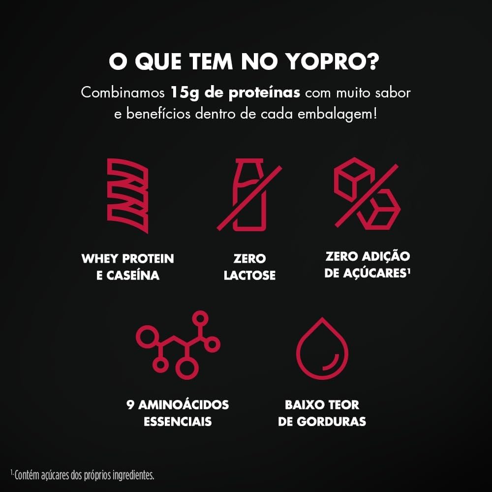 YoPRO Bebida Láctea UHT Morango 15g de proteínas 250ml - 12 unidades - Imagem 7