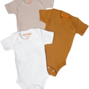 Kit 3 Body Minimalista Para Bebês Unissex Meninas Meninos Cores Neutras Manga Curta – Baby Greg 0 A 12 Meses