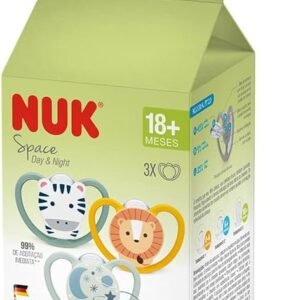 NUK Kit Com 3 Chupetas Space 18+ Meses – Dia E Noite