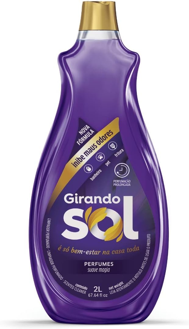 Girando Sol Limpador Perfumado Suave Magia 2L Higienizador Multiuso Perfumado Lilás Perfumação Prolongada Para Banheiro Fritura E Pet