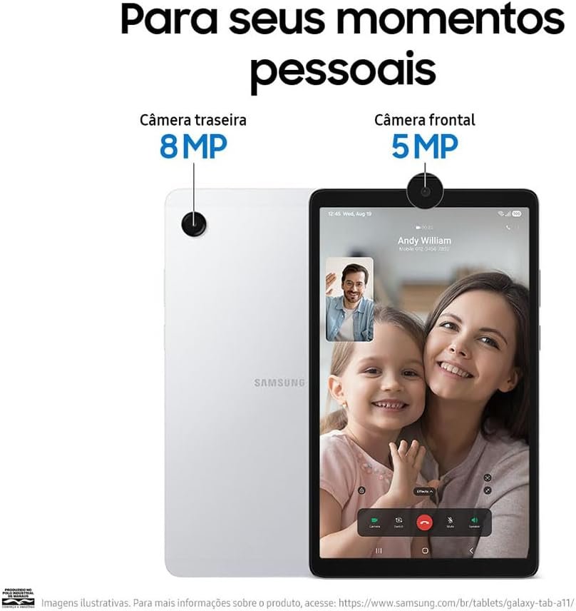 Tablet Samsung Galaxy TAB A11, 64GB, 4GB RAM, Tela de 8.7", Bateria 5.100mAh, Câmera frontal 5MP, Câmera traseira 8MP, WiFi, Android 15 - Imagem 2