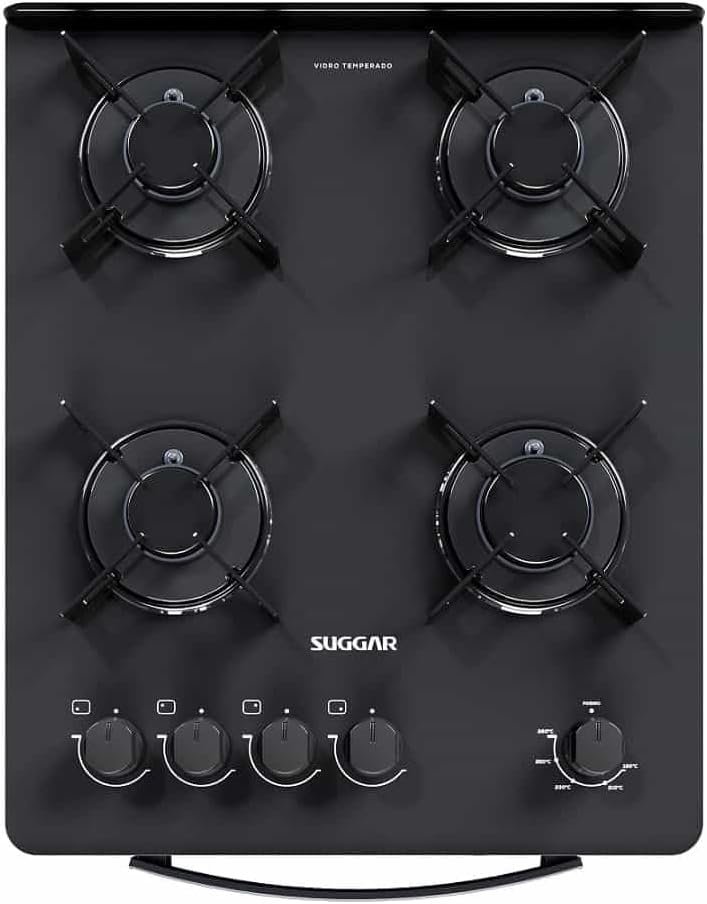 SUGGAR FOGÃO NEO MAX PRETO MESA DE VIDRO 4 BOCAS ACENDIMENTO AUTOMÁTICO FGV403PT - Imagem 3