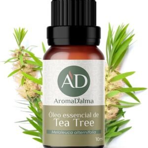 Óleo Essencial De Tea Tree (Melaleuca) 100% Puro – 10ml – Ideal Para Difusor, Aromaterapia e Cuidados Com o Corpo I Aroma Fresco, Herbáceo e Mentolado I Aroma D’alma
