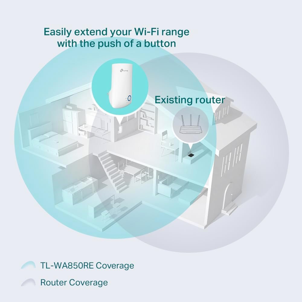 Repetidor de sinal Wi-Fi TP-Link TL-WA850RE Wireless N 300Mbps, compacto, expansor de sinal, adaptador de wireless, App Tether, Controle de Leds, Branco - Imagem 3