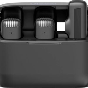 [para Android] ULANZI Microfone de lapela sem fio J12 para telefone USB C, microfone plug-play 2 em 1 com capa de carregamento para telefone entrevista de gravação de vídeo