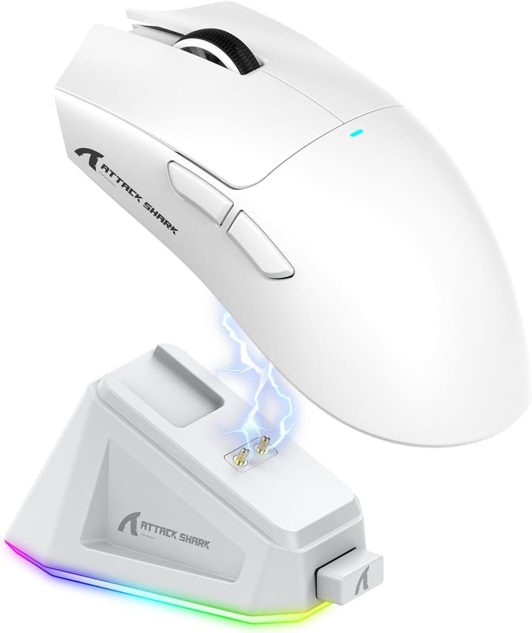 ATTACK SHARK X11 Mouse para jogos com dock de carregamento magnético, sensor para jogos PixArt PAW3311, para sem fio/com fio BT/2.4G, 22000 DPI, mouses de escritório para jogos para Win11/Xbox(branco)