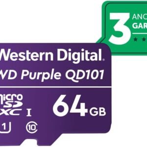 Cartão de Memória Com 3 anos de Garantia Micro SD 64GB WD Purple Intelbras