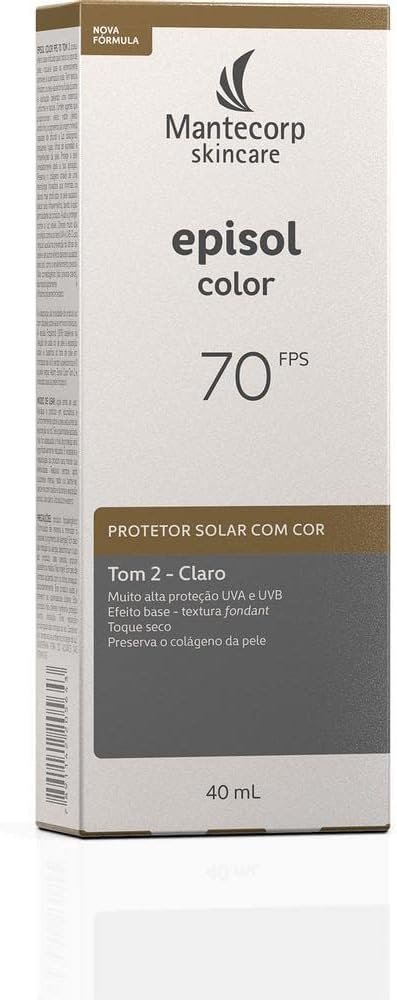 MANTECORP - Protetor Solar Facial Episol Color FPS 70 - Efeito Base, Alta Proteção UVA e UVB, Toque Seco, Rápida Absorção - Tom 2 Claro - 40ml - Imagem 2