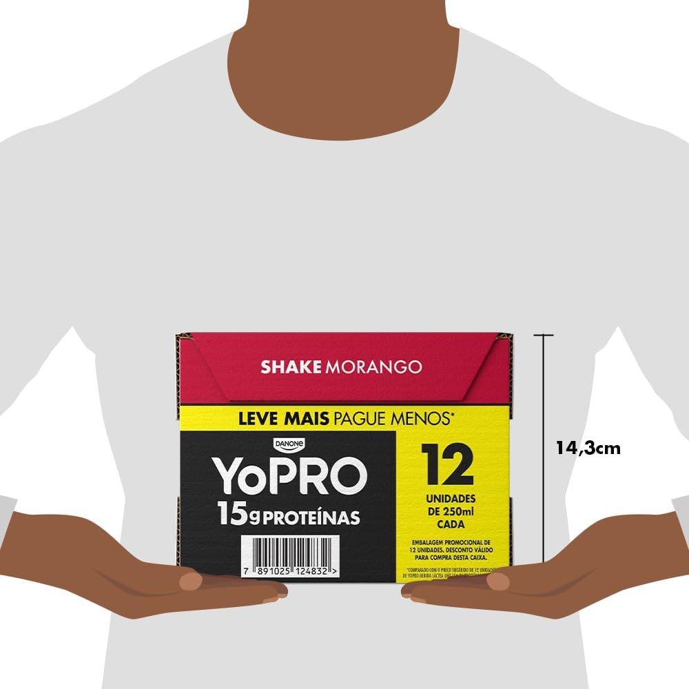 YoPRO Bebida Láctea UHT Morango 15g de proteínas 250ml - 12 unidades - Imagem 5
