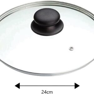 Escolha sua Tampa De Vidro Temperado Para Panela E Frigideiras Com Pomel Puxador de Baquelite (24cm)