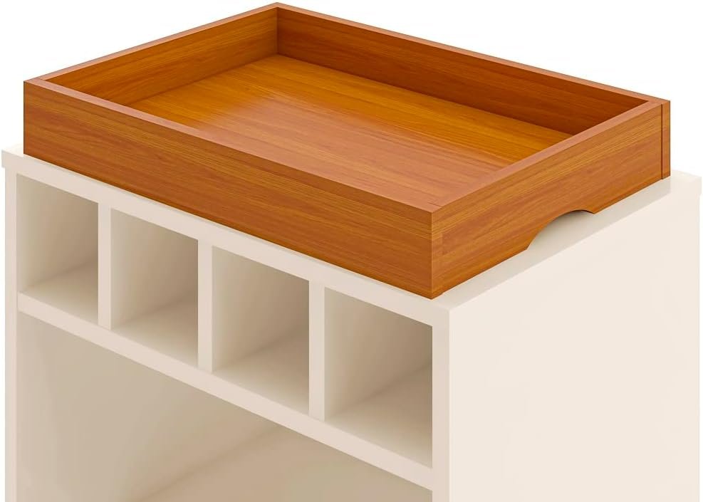 VIA NOSSA - Aparador Bar Retrô Bandeja de Mdf Adega 4 Garrafas Astúrias Cor:offwhite/cedro - Imagem 6