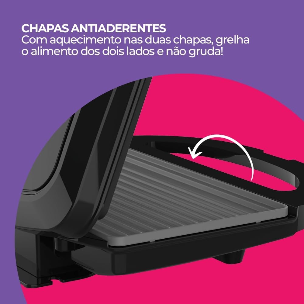 Sanduicheira Elétrica Cadence Toast & Grill, Preta, 750W, 110V, SAN260 - Imagem 9