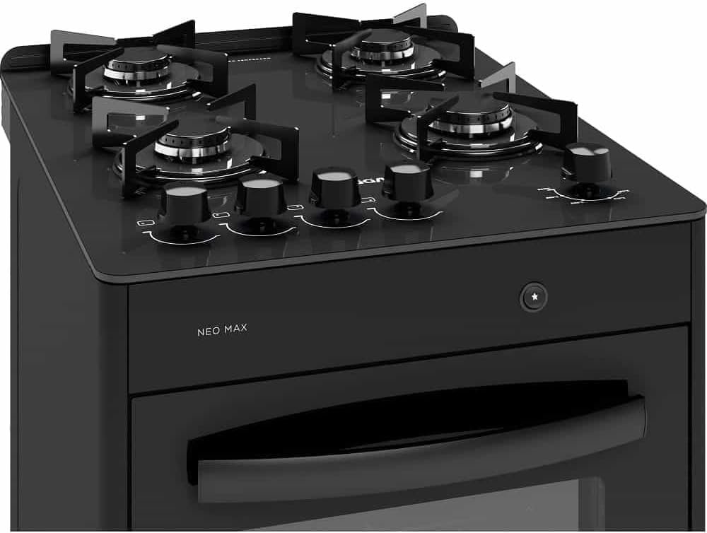 SUGGAR FOGÃO NEO MAX PRETO MESA DE VIDRO 4 BOCAS ACENDIMENTO AUTOMÁTICO FGV403PT - Imagem 2