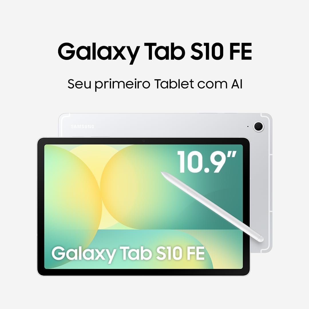 Tablet Samsung Galaxy Tab S10 FE, Prata, 128GB, 8GB RAM, Tela Imersiva de 10.9" 90Hz, Camera Traseira de 13MP, Câmera Frontal de 12MP Ultra Wide, Wifi 6, IP68, Android 15 - Imagem 2