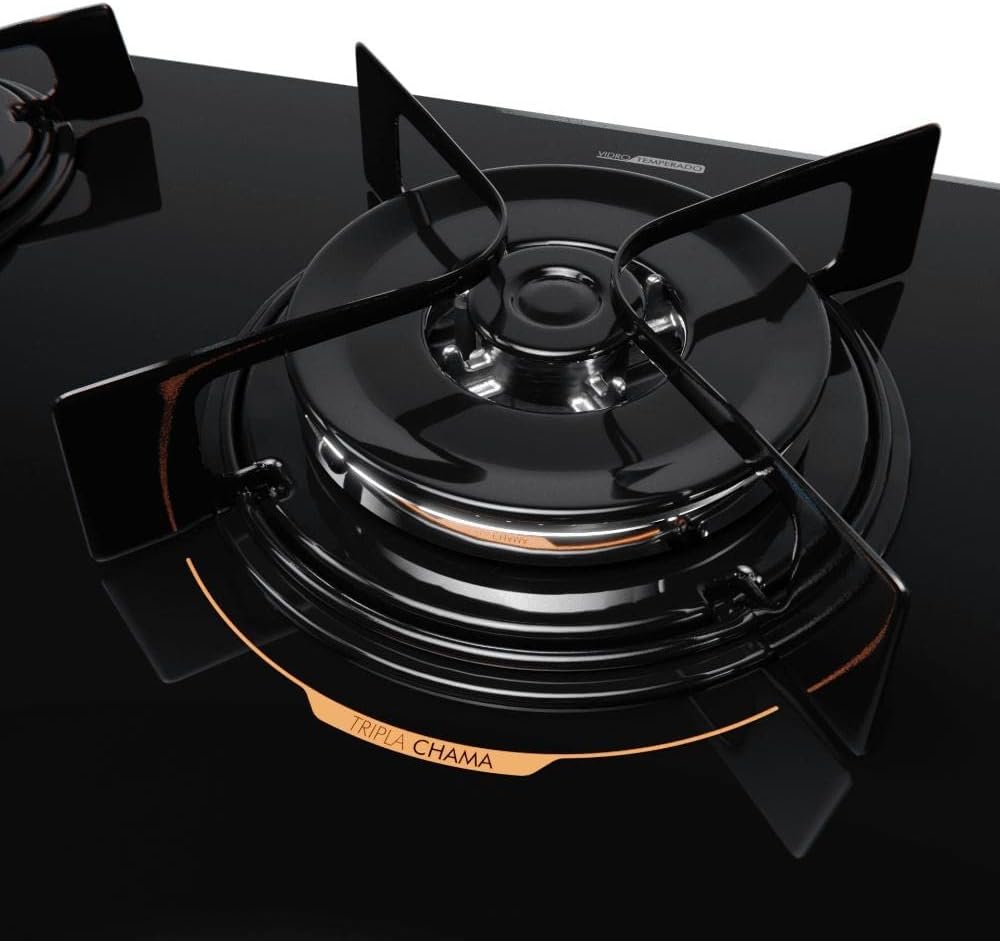 Cooktop 5 Bocas Preto com Mesa de Vidro e Tripla Chama Atlas U Top Bivolt - Imagem 8