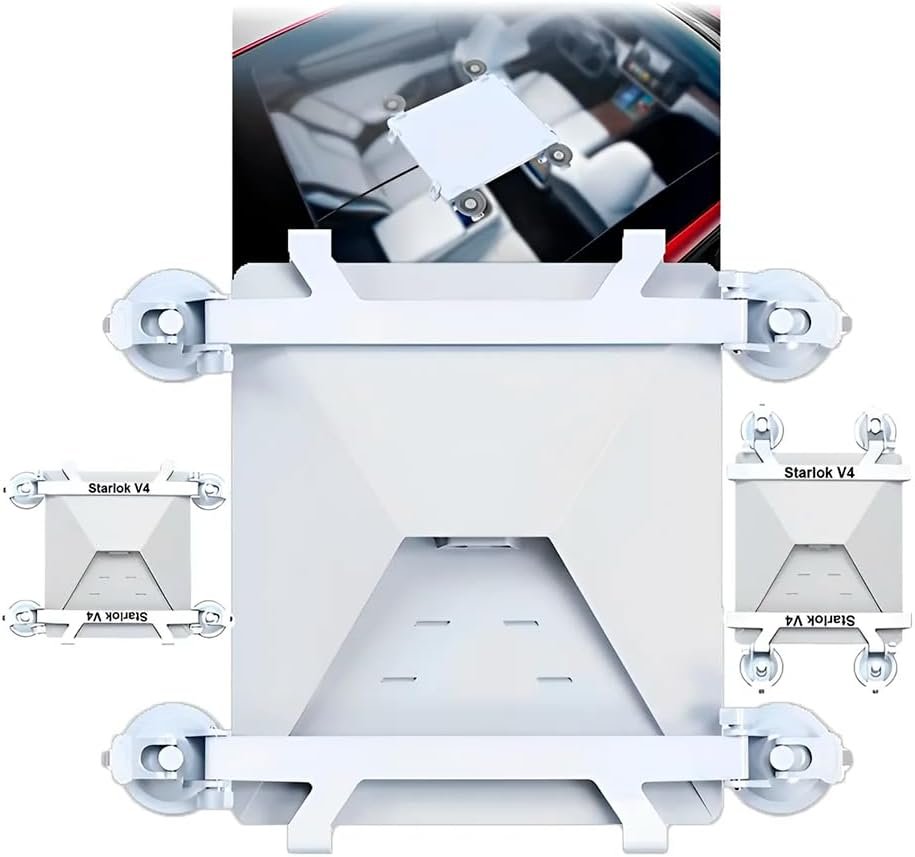 Starlok V4 Suporte Para Antena Starlink Mini Portátil Com 4 Ventosas Veicular de Carro Para Painel Parabrisa Teto Avião Barco Casa Janela Resistente Seguro Instalação Material Premium