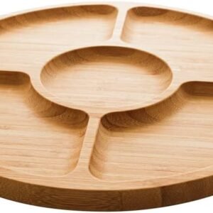 LYOR – Petisqueira de Bambu com 5 Divisórias Round 30cm x 30cm x 1,5cm