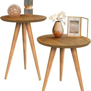 Kit Mesa Apoio e Lateral de Sofá Retrô Classic com 3 Pernas Decoração (Freijo)