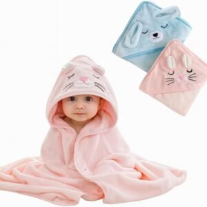 Toalha De Banho Infantil Soft Com Capuz Bichinho Bordado Algodão Toque Extremamente Macio Suave Para Pele do Bebê Recém Nascido Rosa