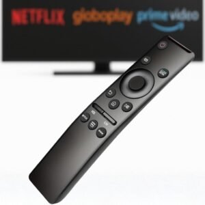 Controle Remoto Compatível com Smart TV Samsung — Com Botões Netflix, Prime Video e Globoplay— Funciona em Modelos 4K, QLED, Crystal, Neo QLED e OLED — Não Precisa Configurar