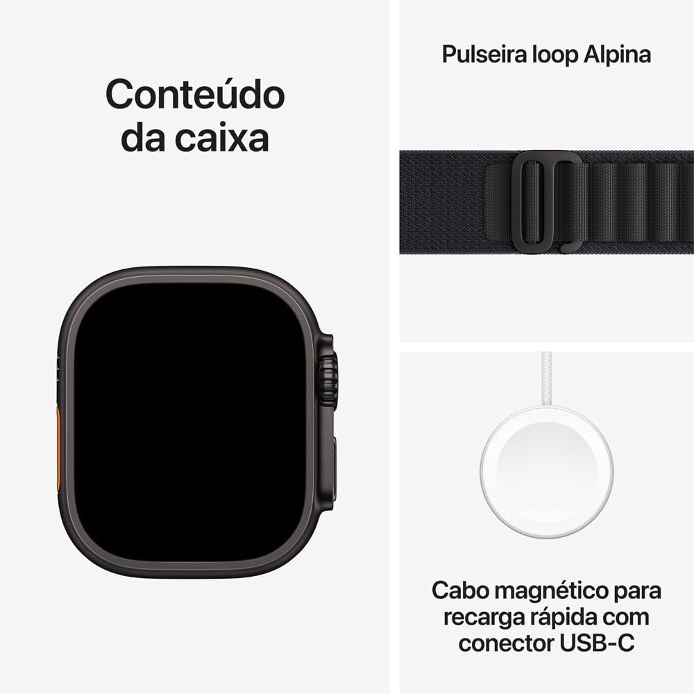 Apple Watch Ultra 3 GPS + Cellular, Caixa em titânio preto de 49 mm com Loop Alpine preta ‑ M - Imagem 6