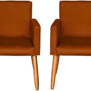 Kit 2 Poltronas Cadeira Decorativa para Sala de estar Cadeiras para Recepção Manicure Escritório Sala De Espera Poltrona MOBLAN tecido suede (TERRACOTA)