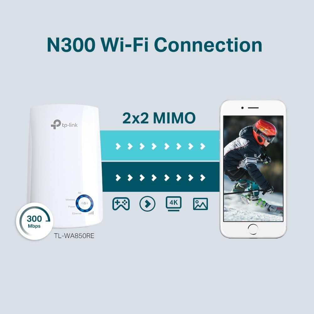 Repetidor de sinal Wi-Fi TP-Link TL-WA850RE Wireless N 300Mbps, compacto, expansor de sinal, adaptador de wireless, App Tether, Controle de Leds, Branco - Imagem 6