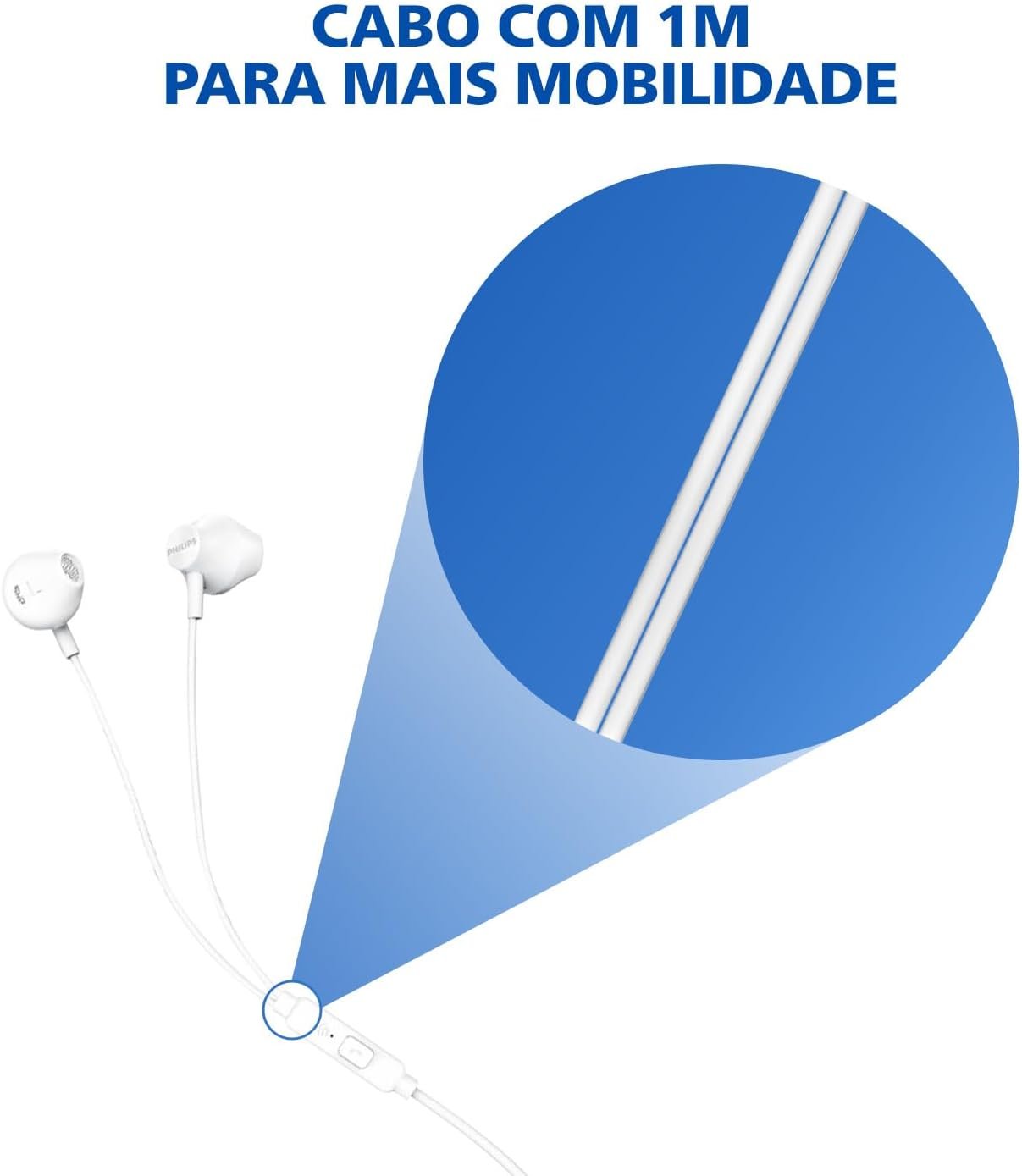 PHILIPS, Fone de Ouvido com Microfone, TAUE101WT/00, Com fio de 1,2 metros, intra-auricular, Branco - Imagem 7