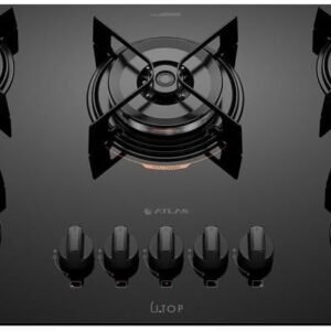 Cooktop 5 Bocas Preto com Mesa de Vidro e Tripla Chama Atlas U Top Bivolt