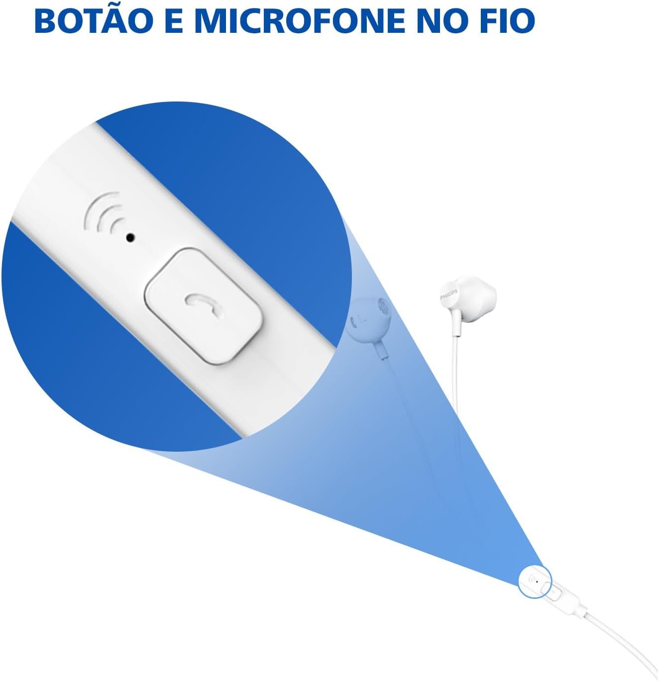 PHILIPS, Fone de Ouvido com Microfone, TAUE101WT/00, Com fio de 1,2 metros, intra-auricular, Branco - Imagem 6