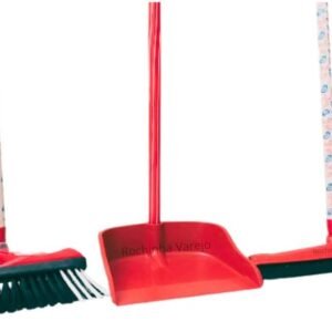 Kit Vassoura Multiuso, Rodo Duplo Grande, Vassoura de Pelo e Pá de lixo todos com Cabo