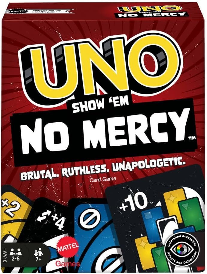 UNO Jogo de Cartas No Mercy para crianças a partir de 7 anos