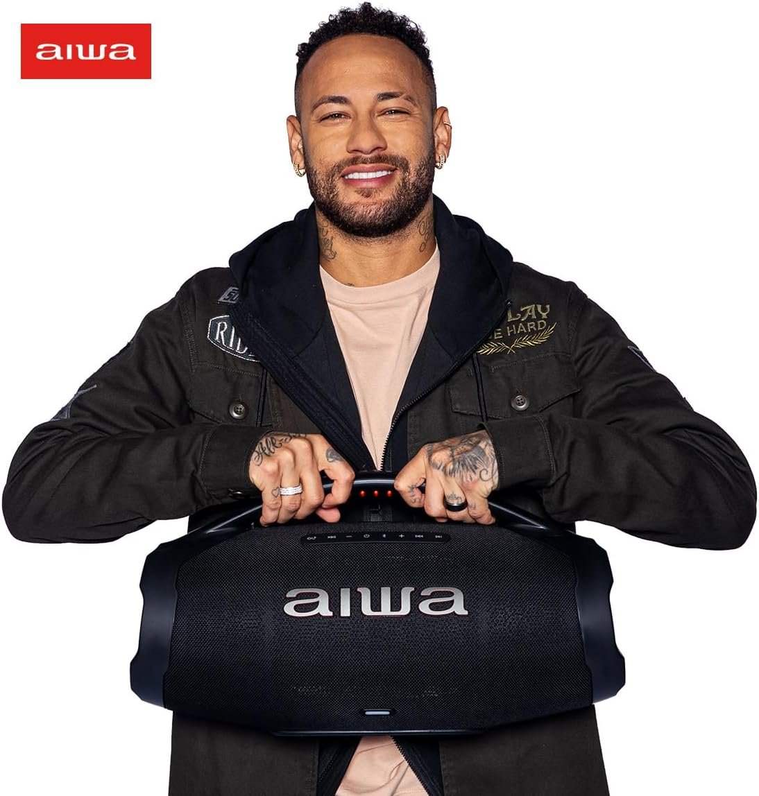 Caixa de Som Boombox Plus AIWA BBS-01-B 200W Bluetooth 5.3-200W RMS - 30 Horas de Bateria - Resistente à Poeira e Água - Preto - Imagem 3